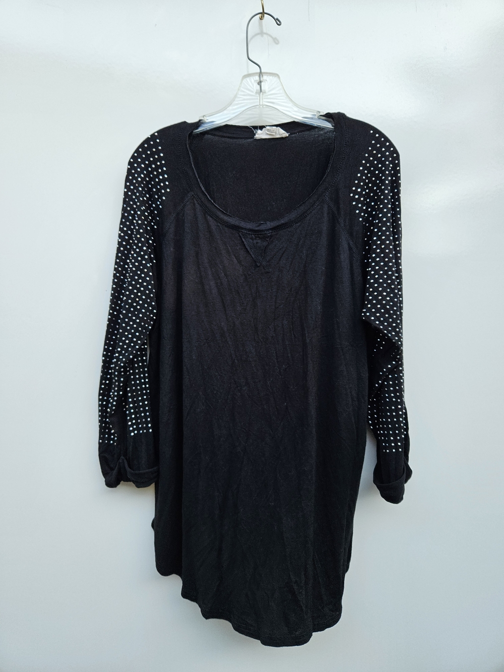 Coverstirched Studded Black Women's Long Sleeve Top Sz 2X